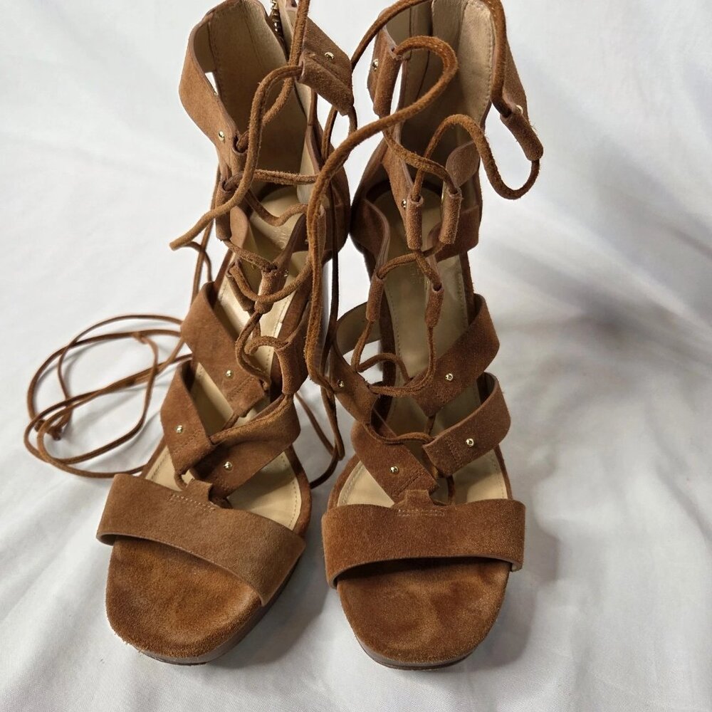 Michael Kors Women's Size 8 Sofia Gladiator Heels Brown Suede - Picture 10 of 15